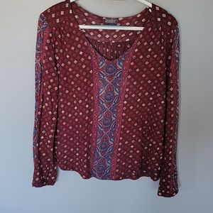 Lucky Brand burgundy patterned top